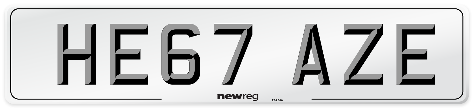 HE67 AZE Number Plate from New Reg